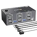 HDMI Displayport KVM Switch 3 Monitors 2 Computers 8K@60Hz 4K@144Hz,3 Monitor KVM Switch 2 Computers for 2 PC Share 3 Monitor and 4 USB3.0