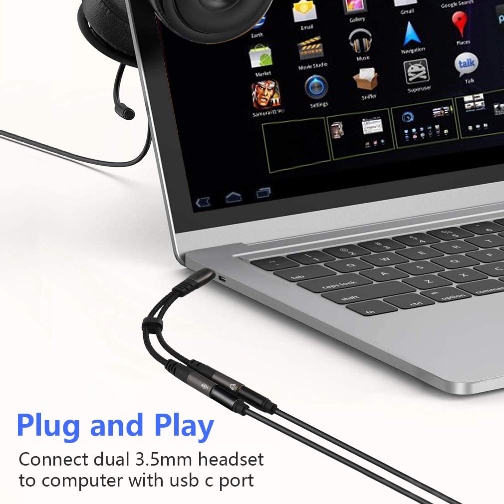 USB C Microphone Adapter, USB C to 3.5mm Combo 3.5mm Hi Fi Audio & Mic Jack Splitter Compatible with iPhone 16 15 Pro Max/15 Pro/15 Plus,iPad Pro/Air