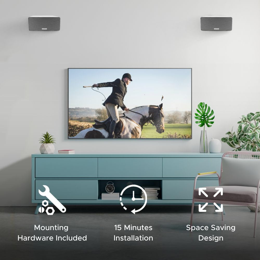 Sound Bass Play 3 Wall Mount White Pair, Compatible with Sonos Play:3 Only, Twin Pack, Adjustable Swivel & Tilt Mechanism, 2 Mounting Brackets