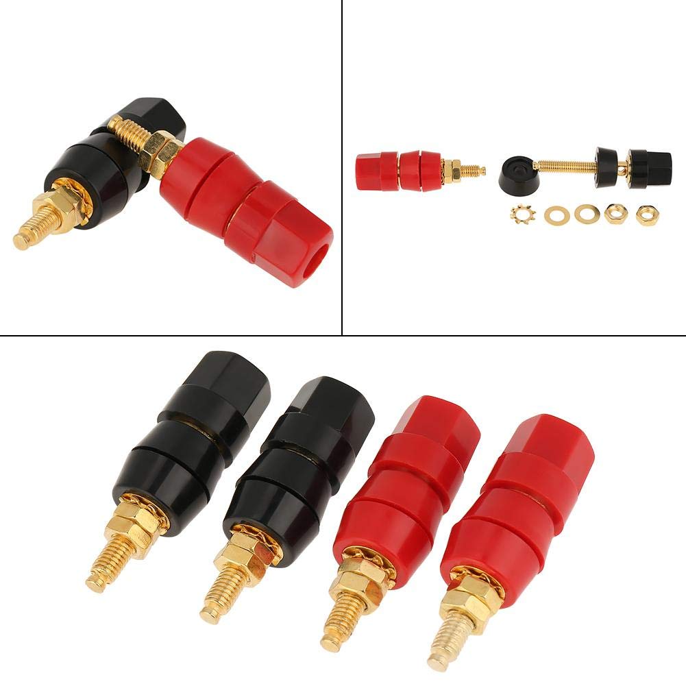 Banana Plug Speaker Binding Post, 4 Pcs Black & Red Audio Speaker Binding Post for Banana Jack Connector