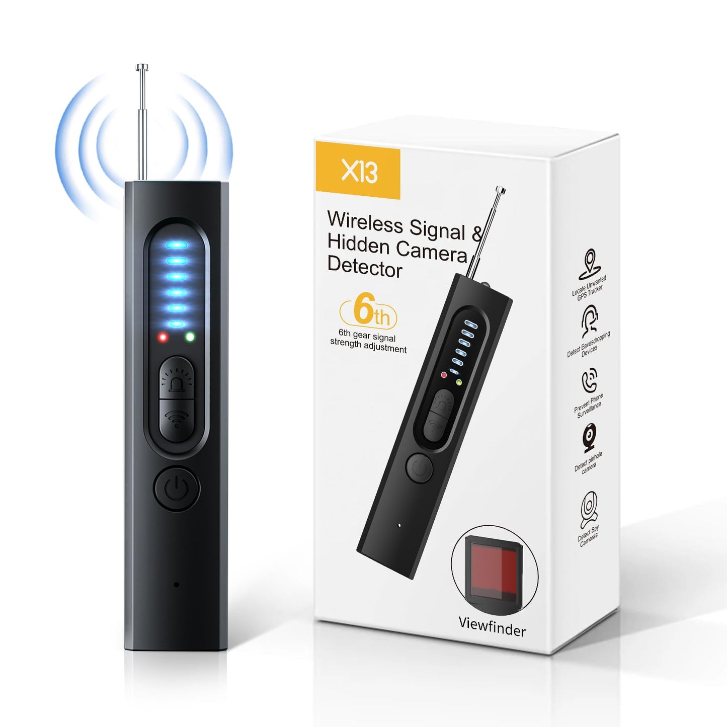 JIATUHAN Hidden Camera detectors,2025 Upgraded Version-Camera Detector,Spy Camera finderhidden? GPS Tracker & Bug Detector, Travel, Home 6 Levels