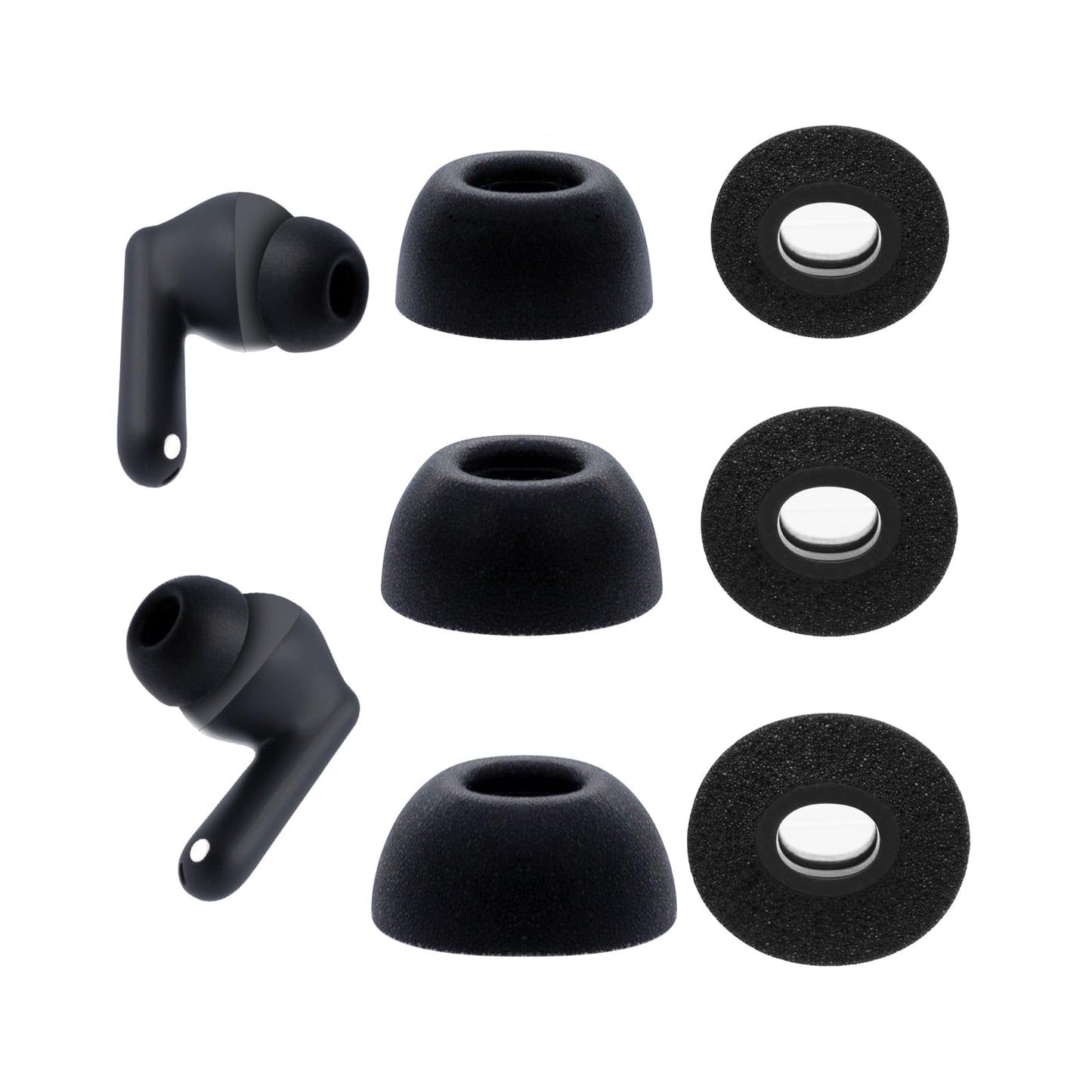 Klowcok Foam Ear Tips Replacement for OnePlus Buds 4 / Nord Buds 3 / Buds Pro 3 / Buds 3 Earbuds, 3 Pairs (S/M/L) Black