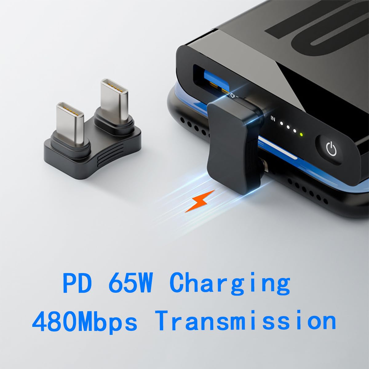 ZJKJHJY USB-C Type C Male to Male Coupler Extender Power Data Adapter Opposite U Shape Back Angled Type C Adapter, Support PD 65W Fast Charging…