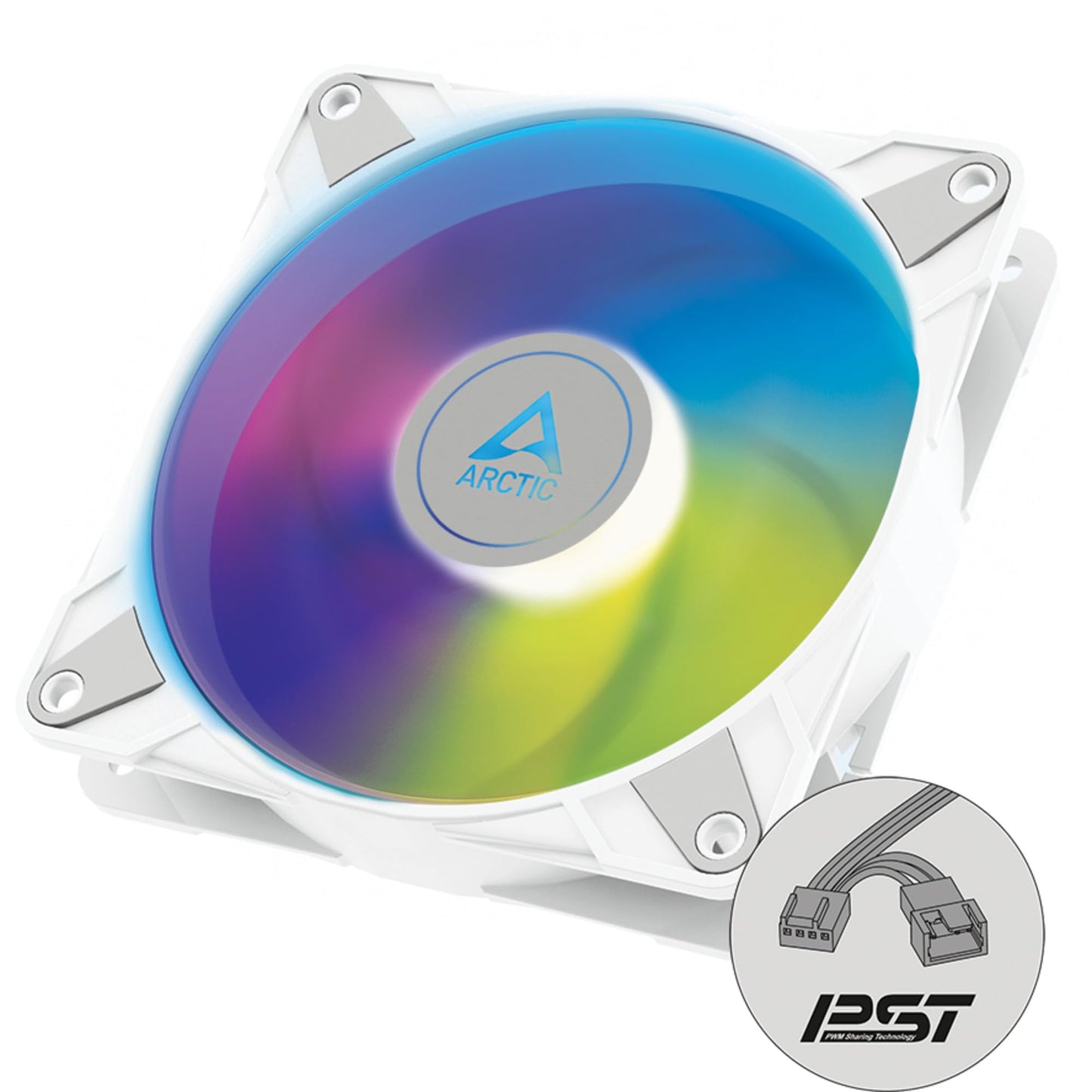 ARCTIC P14 PWM PST A-RGB - PC Fan, 140mm PWM Case Fan, Optimised for Static Pressure, Semi-Passive: 200-1900 RPM (0 RPM <5%), 5V 3 Pin A-RGB LED