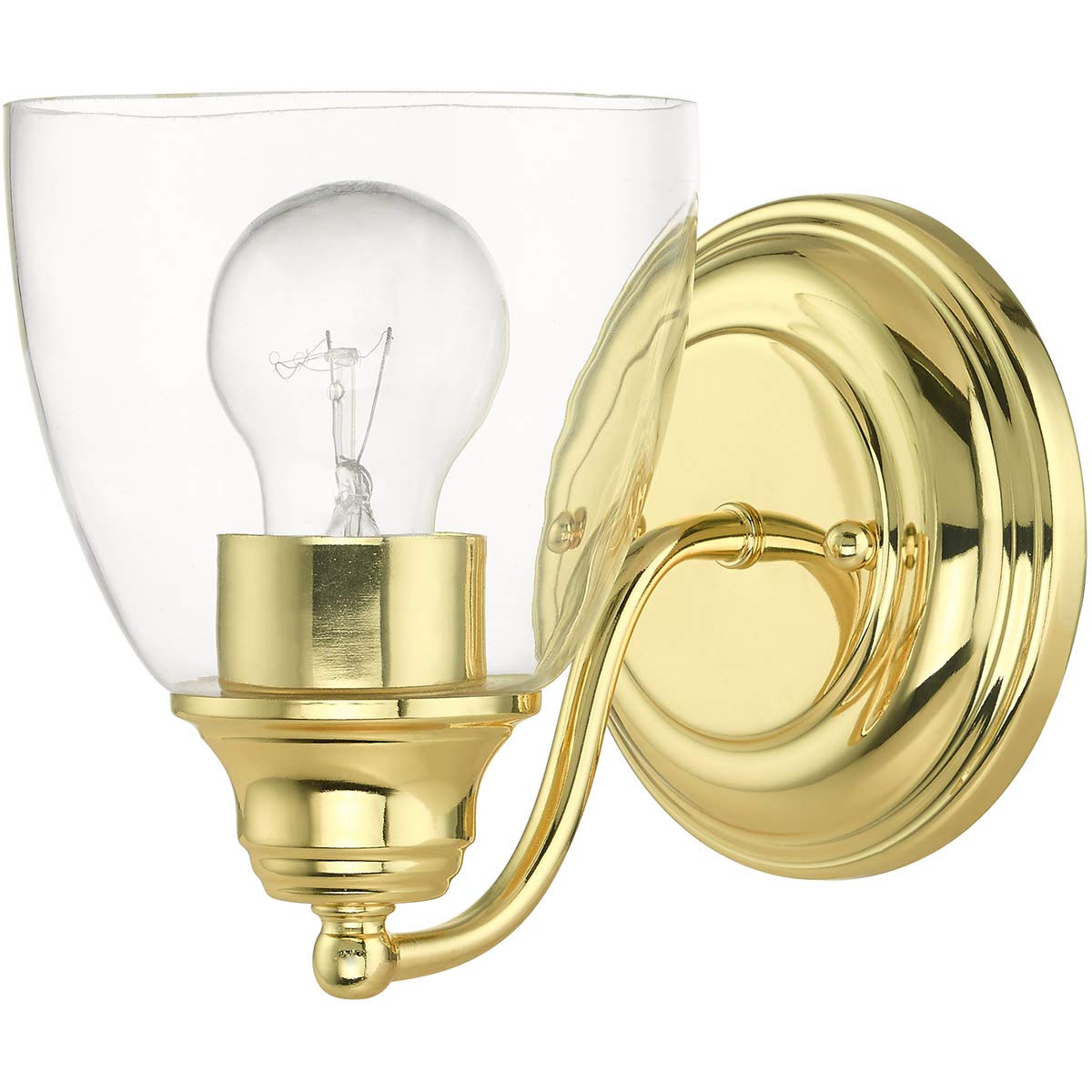 Livex Lighting 15131-02 Montgomery Collection 1-Light Bathroom Vanity Light with Clear Glass, Polished Brass, 5.38 x 7