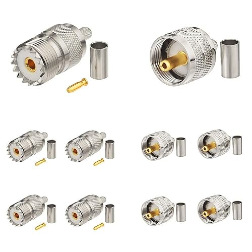 Superbat SO239 + PL259 Crimp Connector Kit PL-259 SO-239 Solder Connectors Crimp with RG58 RG142 RG400 LMR195 RG303 RG141 Low Loss Coaxial Coax Cable