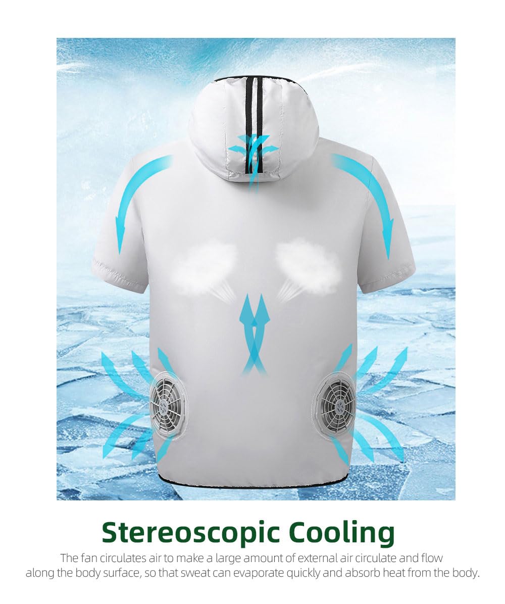 Xerial Summer Cooling Fan Vest For Men Air Conditioned Clothes Women USB Charging Cooling Jacket Outdoor Sunscreen Hiking Fishing (as1, alpha, l