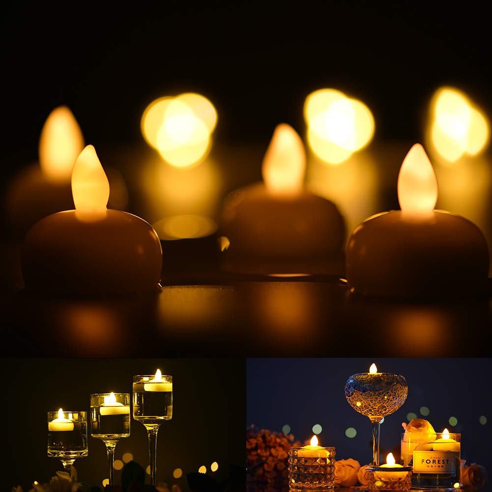 KITOSUN Floating Candles Waterproof Flameless Flickering LED Tea Lights Water Activated Battery Operated Led Candles for Proposal Wedding Bar Party