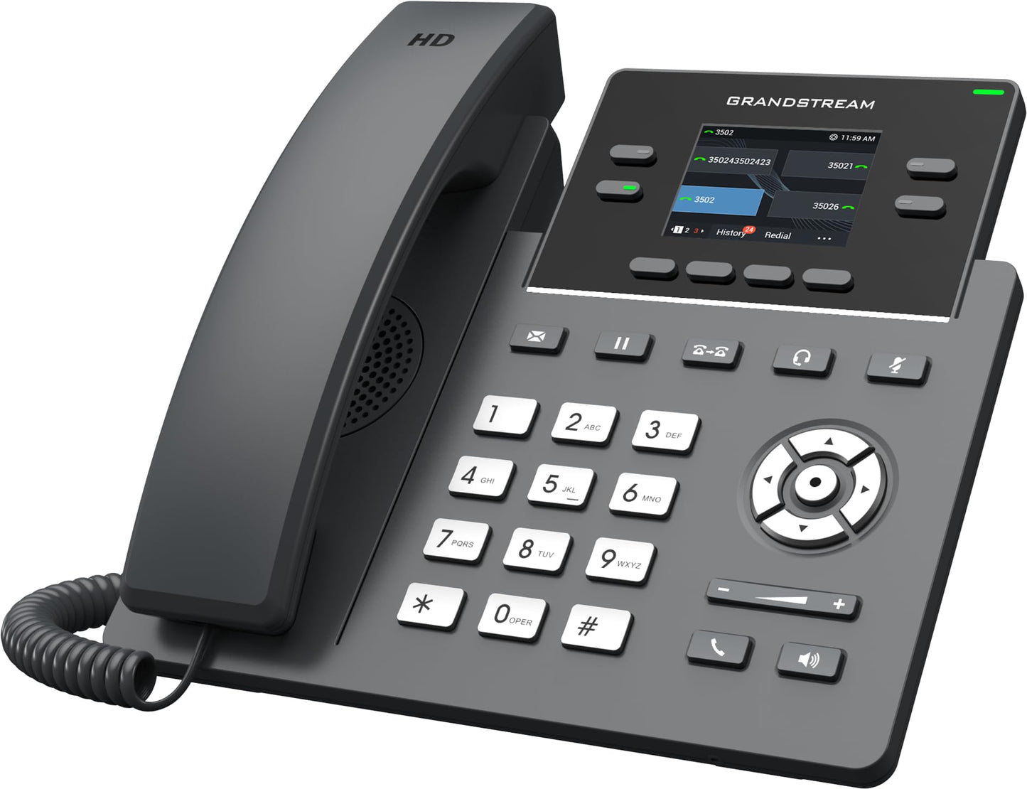 Grandstream GRP2612P IP Phone | 4 Lines, 4 SIP Accounts | 2.4-Inch Color Display | Dual-Port 10/100 Ethernet with Integrated PoE | Power Adapter Not
