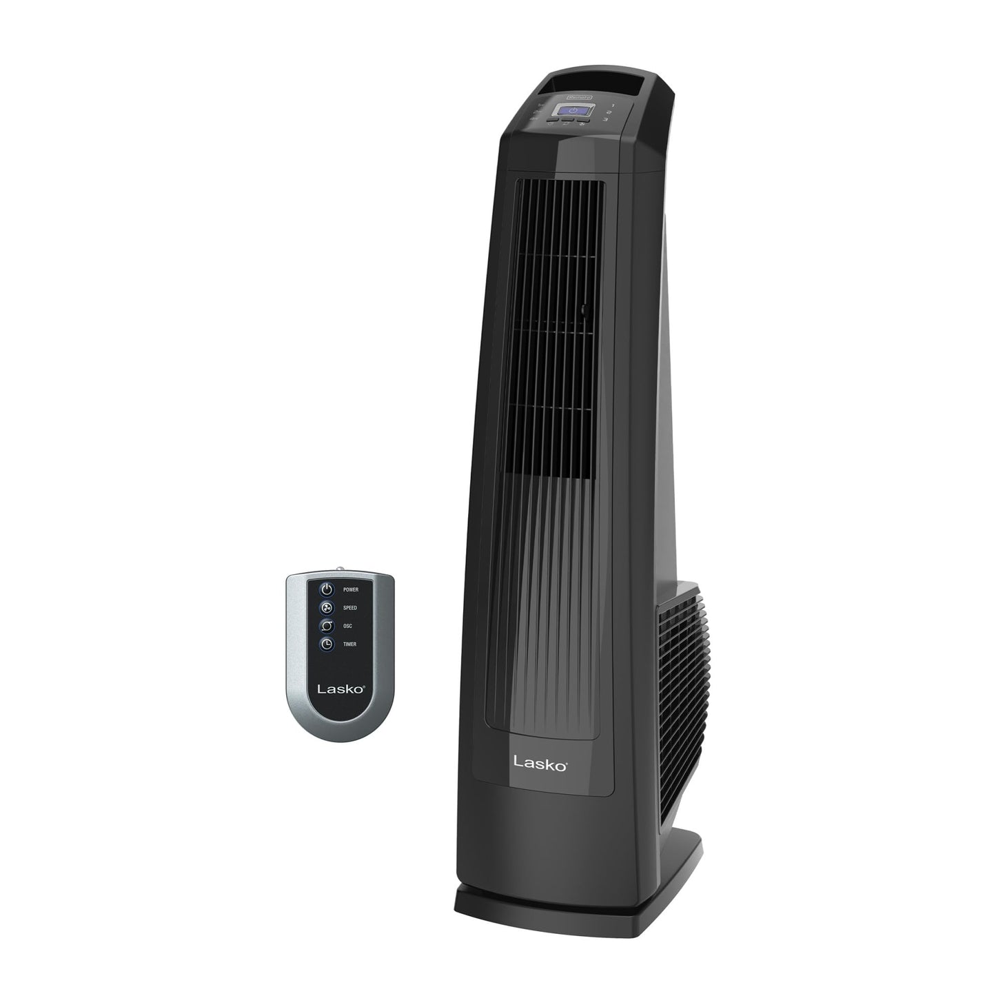 Lasko High Velocity Oscillating Tower Fan, 3 Powerful Speeds, Timer, Adjustable Directional Louvers, Remote Control, For Bedroom, Basement, Garage