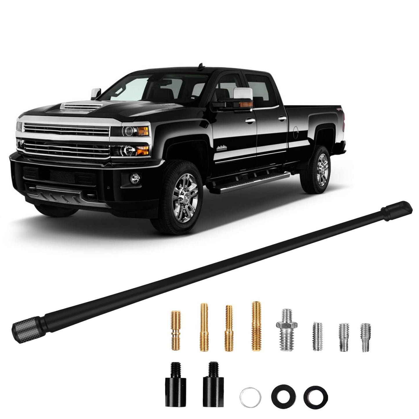 MODIGT 13 Inches Car Radio Rubber Antenna Mast Compatible with 2009-2024 Chevy Silverado 1500 2500 3500 and GMC Sierra Designed for Optimized FM/AM
