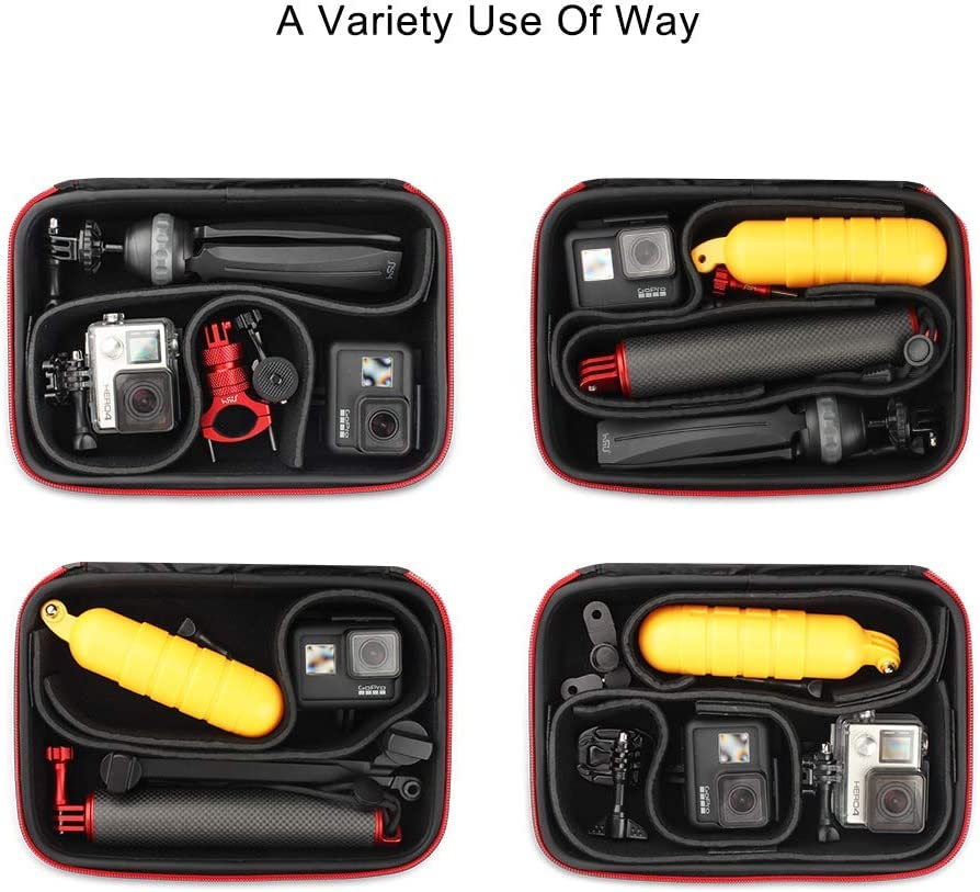 HSU Carrying Case Compatible with GoPro Hero 13/12/11/10/9/8/7/6/5/4/3+/3/DJI Osmo Action Camera, Osmo Pocket, Insta360 ONE X3 Camera and Accessories