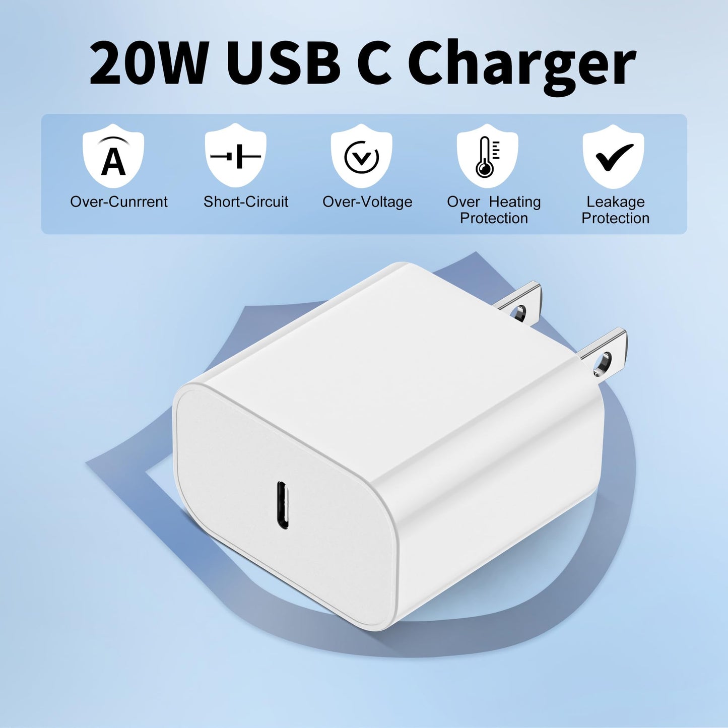 iPhone 17 Charger, 2Pack 20W Type C Charger Fast Charging Block with USB C Charger Cable 6FT for iPhone17/ 17 air/ 17 Pro/ 17 Pro Max, iPhone 16 Pro