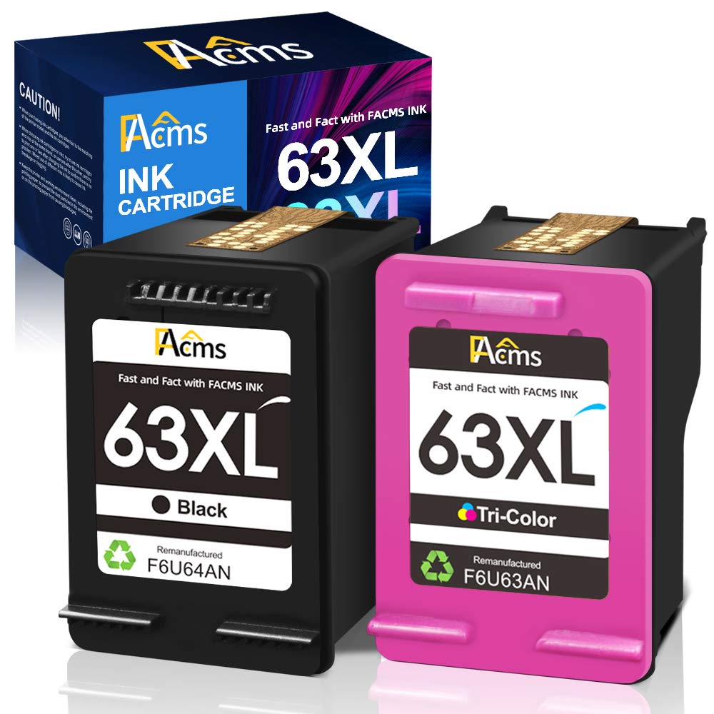 FACMS Remanufactured Ink Cartridge Replacement for HP 63 63XL 63XL for Envy 4520 4512 4513 4516 OfficeJet 3830 5255 5258 DeskJet 1112 1110 3630 3632