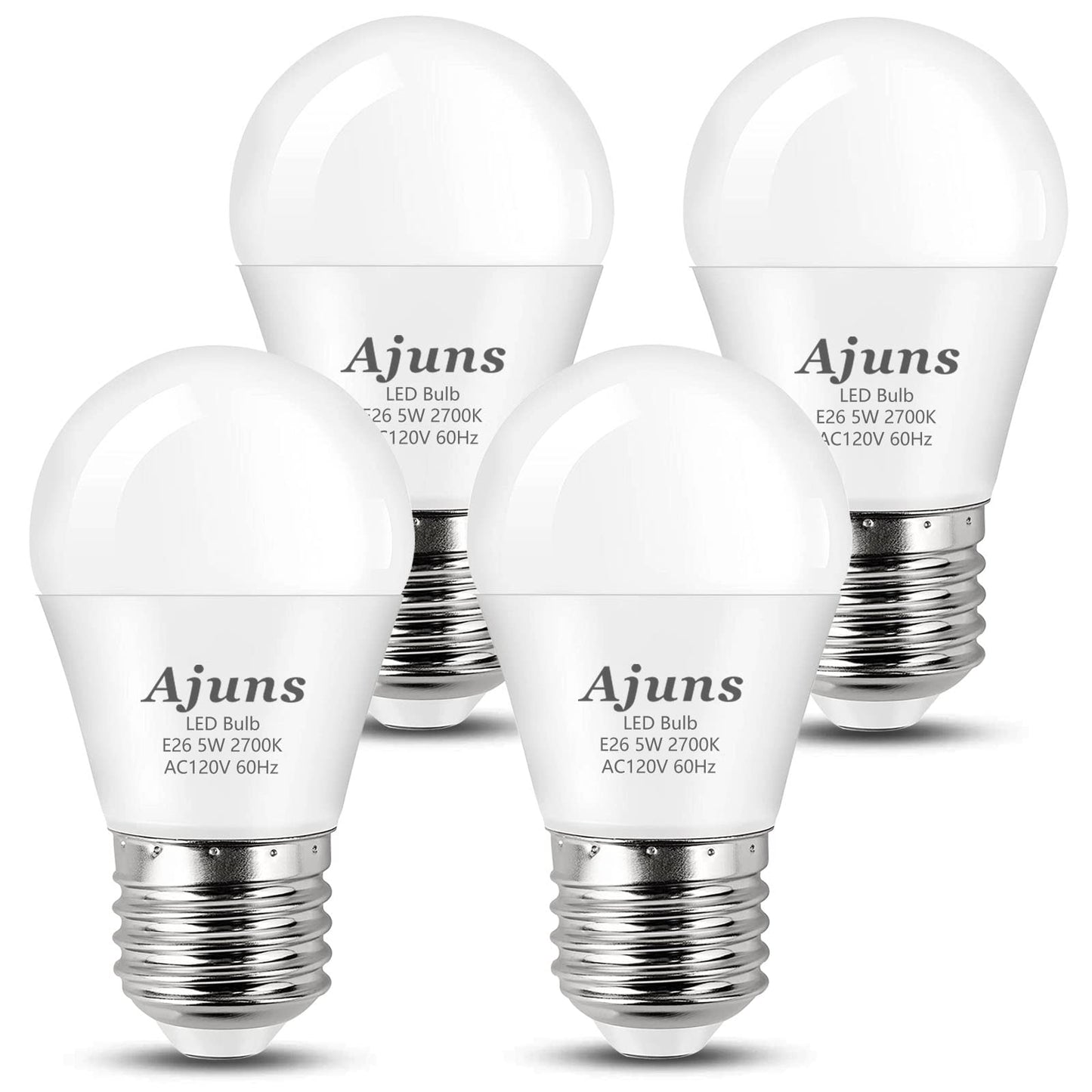Ajuns LED Bulb 5W Equivalent 40W 120V Light Bulb Ceiling Fan Light Bulbs, Warm White 2700K A15 LED Energy Saving Bulb, E26 Base Not Dimmable 4 Pack