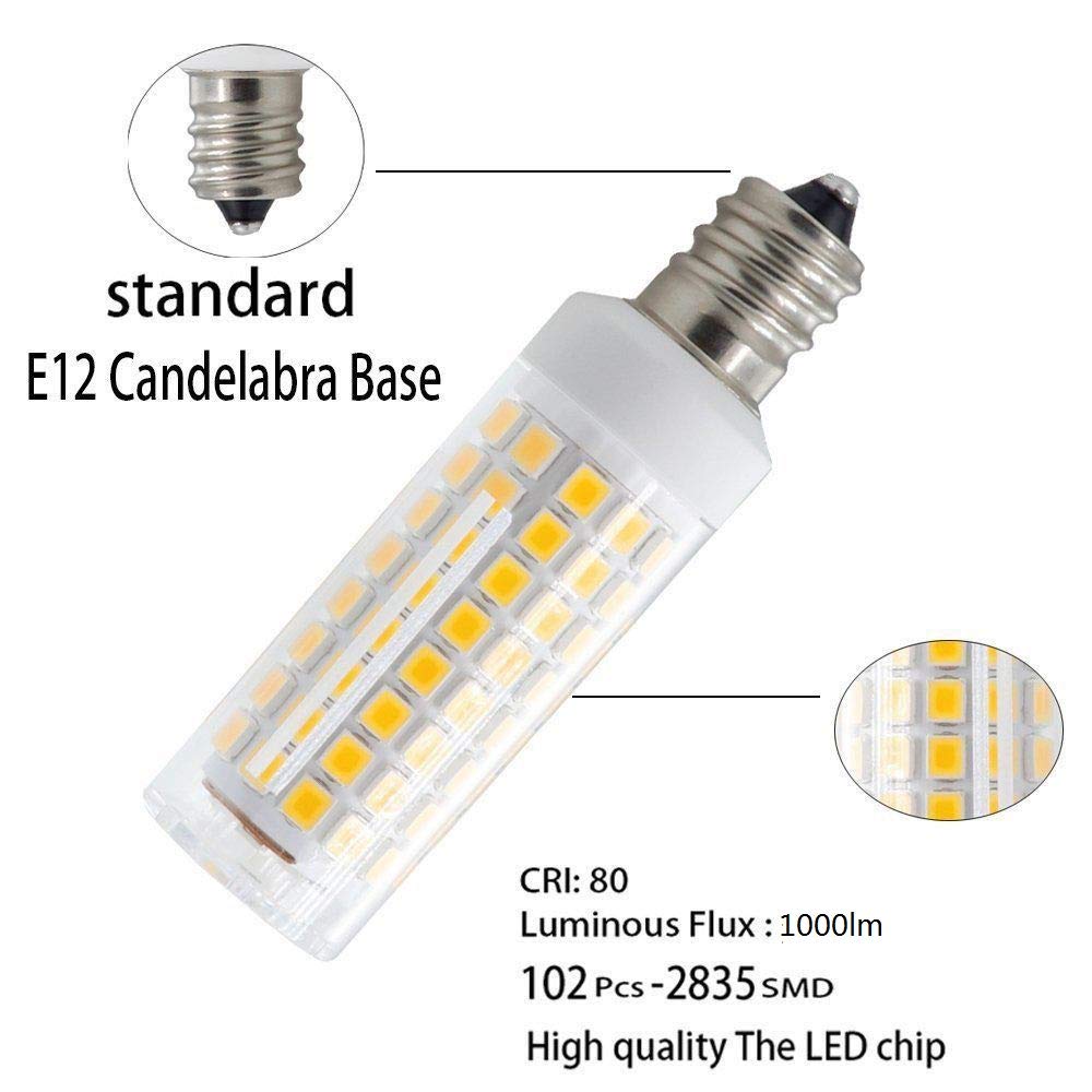 Lxcom Lighting 10W E12 LED Corn Light Bulb(4 Pack)- 2835 SMD 102LEDs E12 Dimmable 100 Watt Equivalent 1000LM Daylight White 6000K Chandelier Bulbs