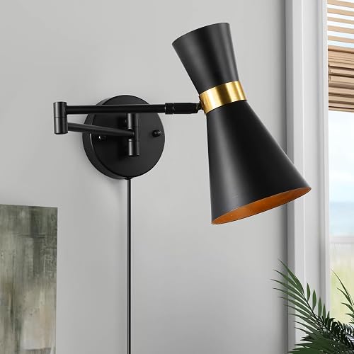 Modern Swing Arm Wall Sconce, Plug In Wall Lamp For Bedroom Bedside, Universal Adjustable Cordless Wall Light Fixtures, Foldable Wall Mount Reading