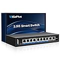 10 Ports 10Gb Unmanaged Ethernet Switch with 8*2.5G Base-T Ports, 2*10G RJ45 Ports. 80Gbps Switching Capacity, GiGaPlus 10Gbps Network Switch