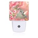 sndheke Hummingbird with Cherry Blossoms Night Light Plug into Wall, Pink Flowers Bird Dusk to Dawn Night Light Plug in,0.5w Energy Saving Sleep