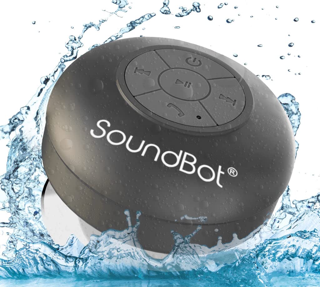 Soundbot® Waterproof Shower Speaker HD Water Resistant Bluetooth Handsfree Portable with Loud Clear Sounds 6+hrs of Playtime, Wireless Suction Cup