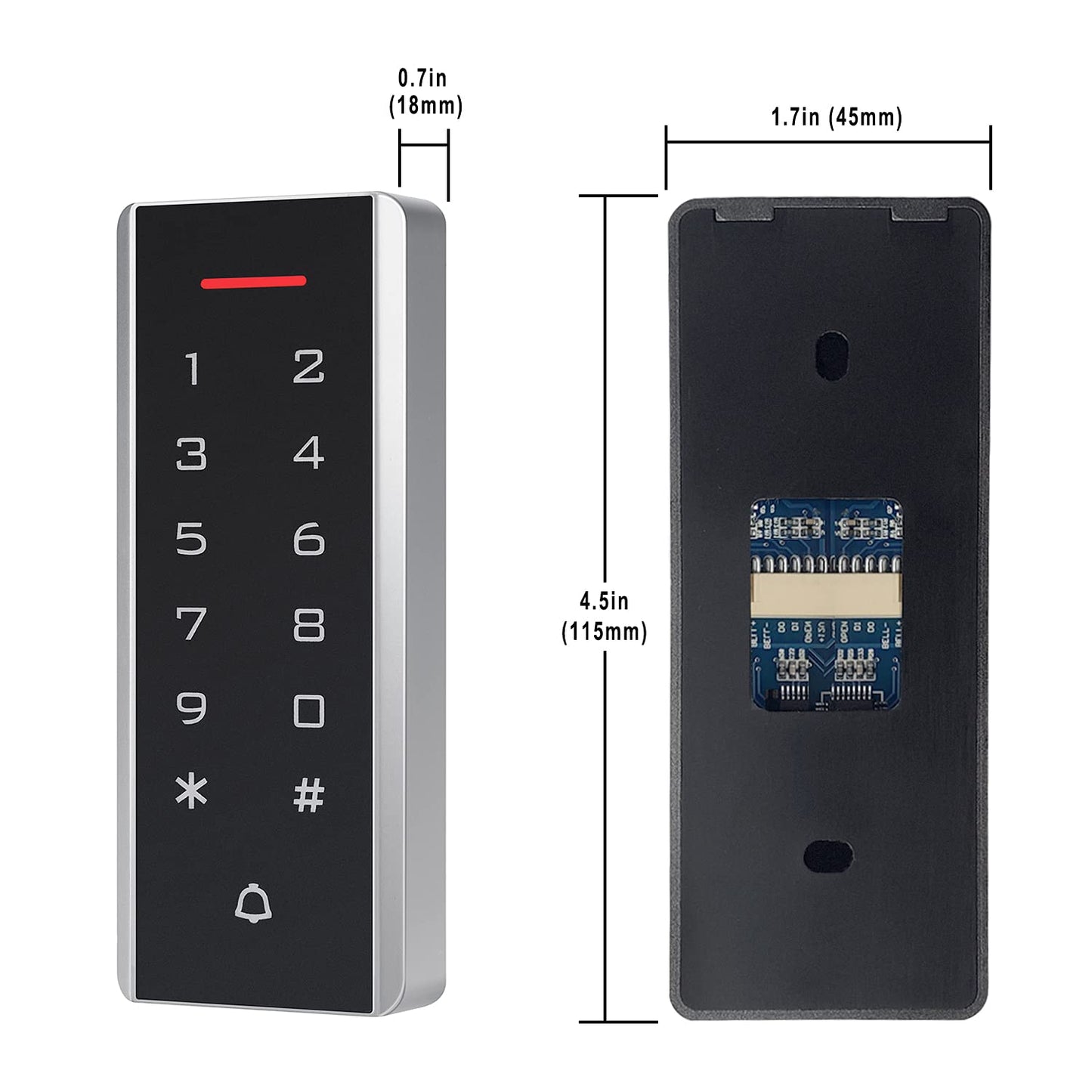 Door Access Control System, 125KHz Proximity ID Card Access Control Keypad Support 1000 Users ID Card Reader Digital Keypad + 5PCS Keychains for Entry