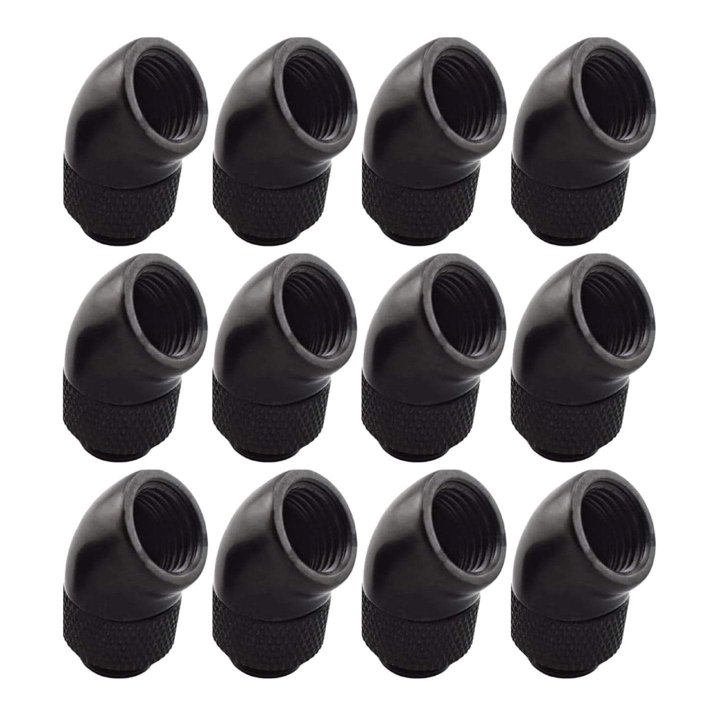 dracaena.io 12 Pack G1/4" 45° Rotary 360° Swivel Fitting, Male to Female Extender Adapter for PC Water Cooling Loop, Computer Liquid Cooling Fittings