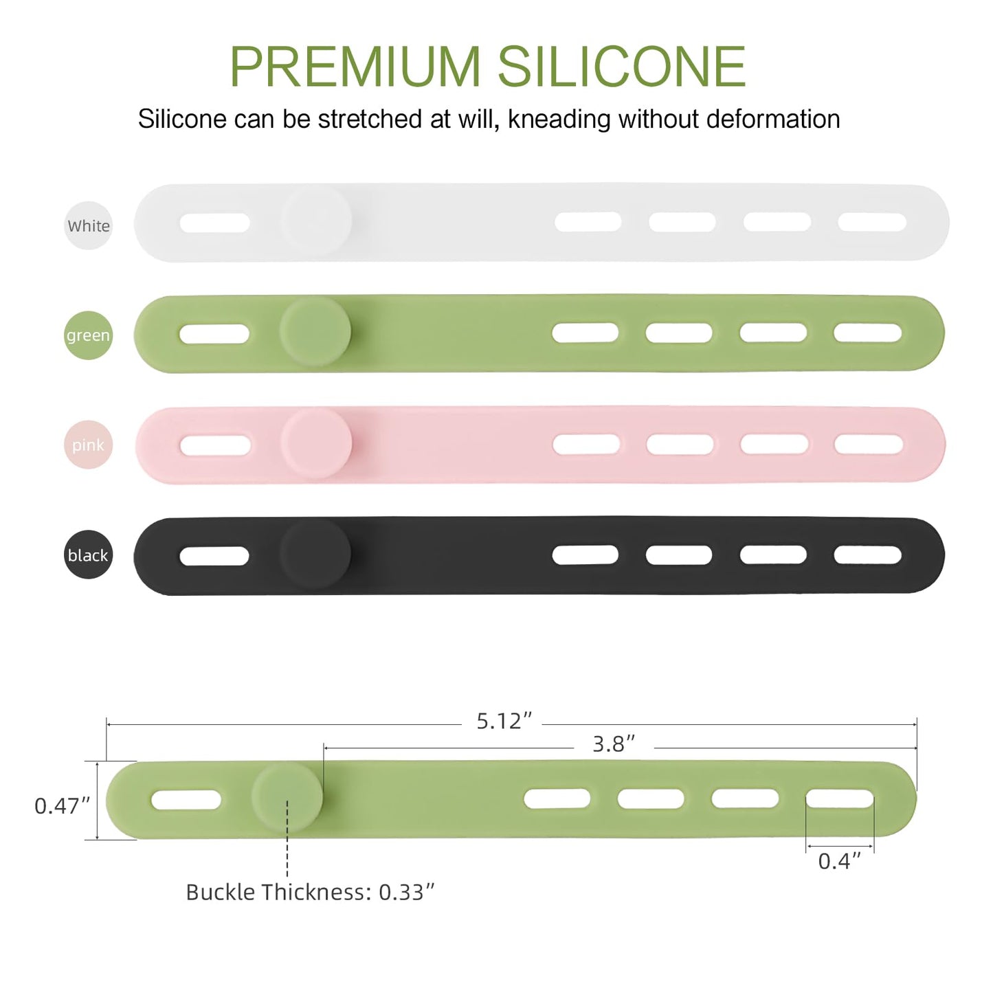 Donruby 24Pcs Silicone Cable Ties - Reusable & Washable with Locking Buckles, Adjustable Fastening Cable Management Straps, Multi-Purpose High