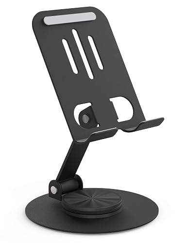 HZZADZXW Metal Cell Phone Stand for Desk, Multi-Angel Adjustable 360° Rotation Desktop Phone Holder and Foldable Mobile Phone Stand, Compatible