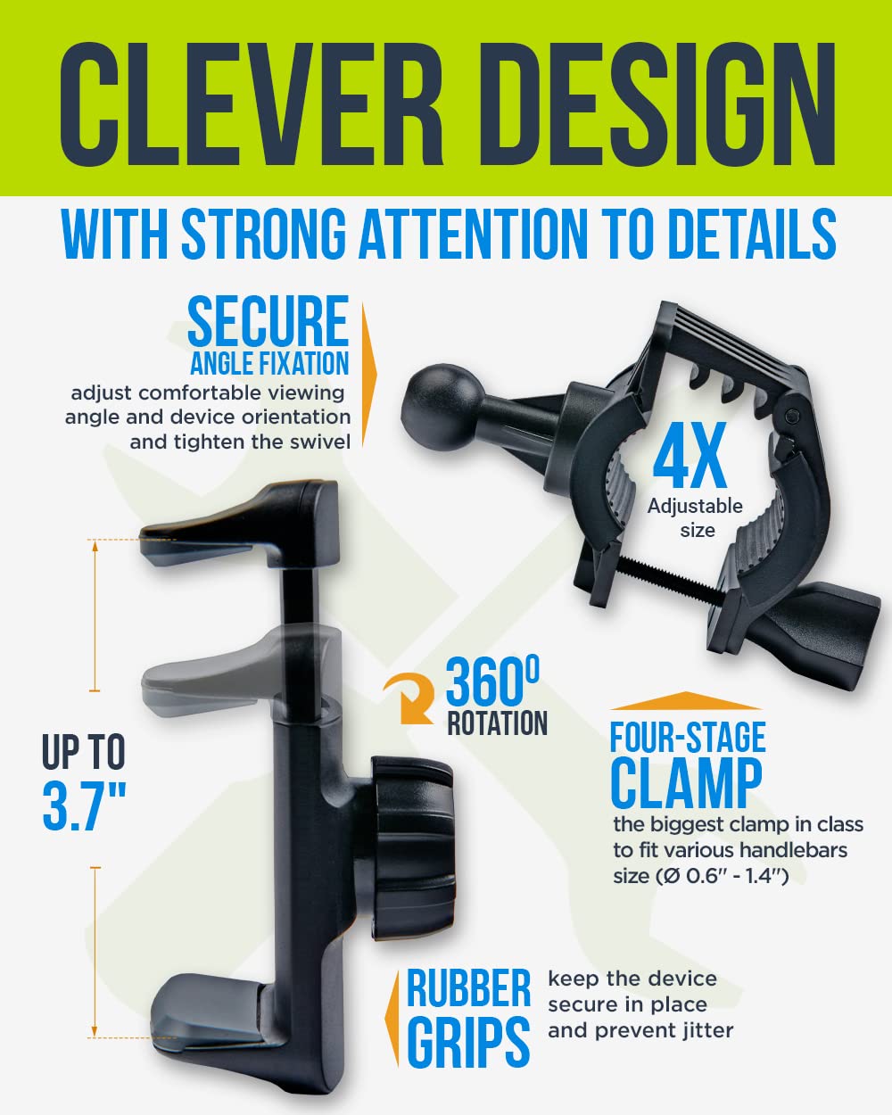 Bike & Motorcycle Phone Mount - for iPhone 16 Pro Max (15, 14, SE, Plus), Galaxy s25 or Any Cell Phone - Universal Handlebar Holder for ATV, Bicycle