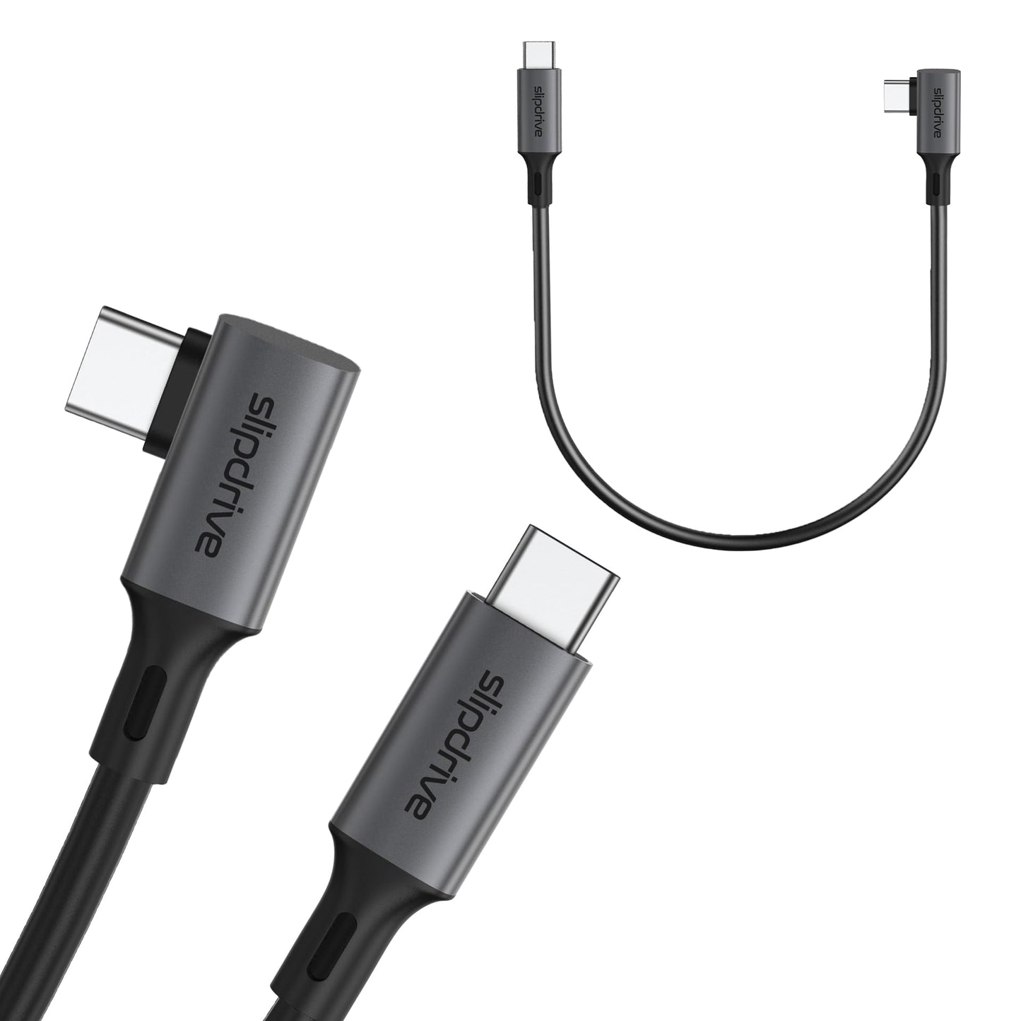 Slipdrive Short USB C to USB C 3.2 Gen 2 (12 in.) - 20Gbps, SSD HDD Hard Drive Cable - Right Angle High Speed Data Transfer 4K Video Output 90 Degree