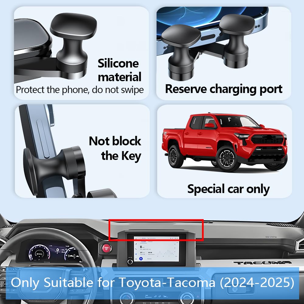 LUNQIN Car Phone Holder Mount for Toyota Tacoma 2024 2025 2026?4Runner 2025 2026?8-inch Screen? Auto Accessories Navigation Screen Bracket Interior