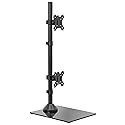 VIVO Dual Monitor Desk Stand with Tempered Glass Base, Free-Standing LCD Mount, Holds in Stacked Vertical Position 2 Ultrawide Screens up to 34
