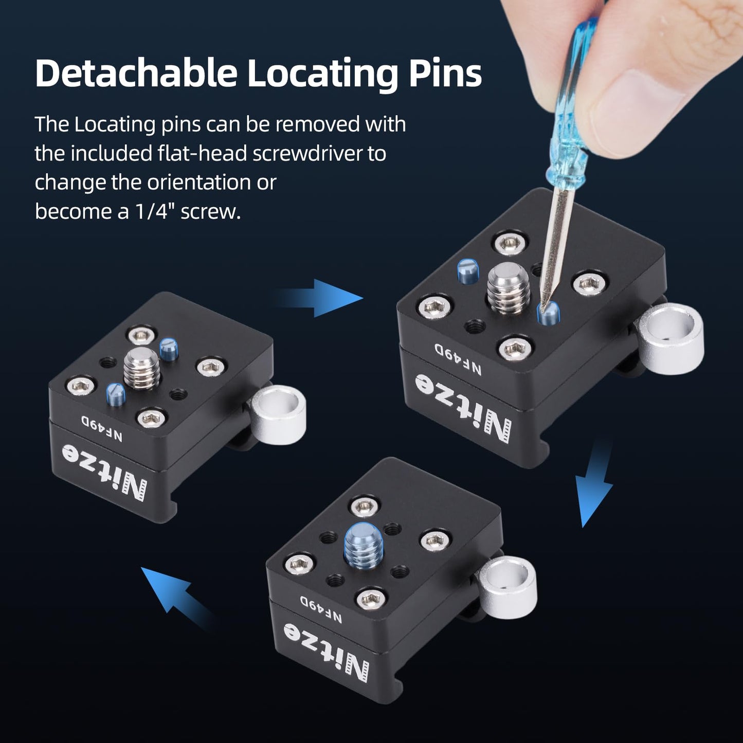 Nitze Quick Release NATO Clamp, with 1/4" Screws and Removable Locating Pins - NF49D