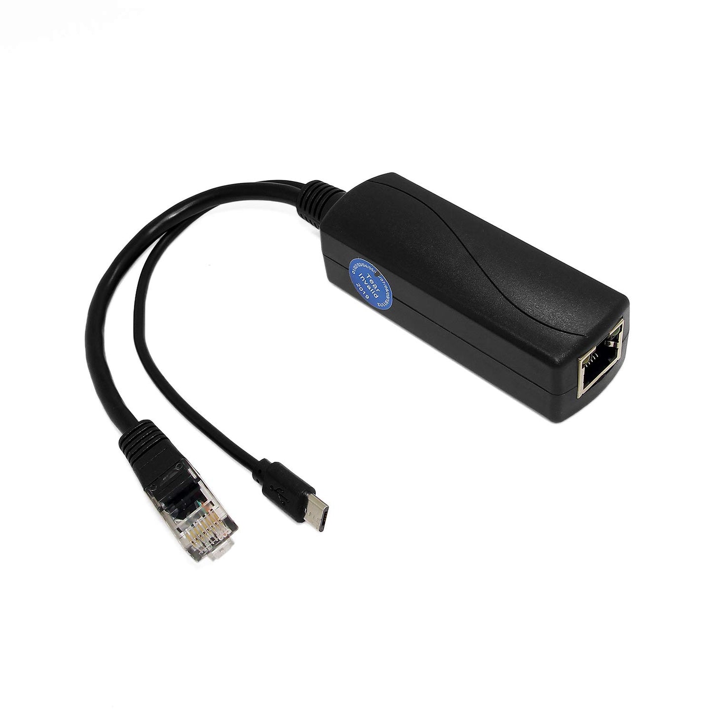 Revotech Micro USB PoE Splitter 5V 3A, IEEE 802.3af/at Standard 10/100Mbps for Raspberry Pi 3B, Tablets, Dropcam Power Over Ethernet USB Splitter