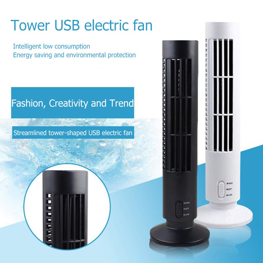 Tower Fan,Portable Air Cooler Vertical Bladeless Fan, Cool with 2 Speeds, USB Desktop Air Conditioner Fan Mini Cooling Tower Fan, Portable Desk Table