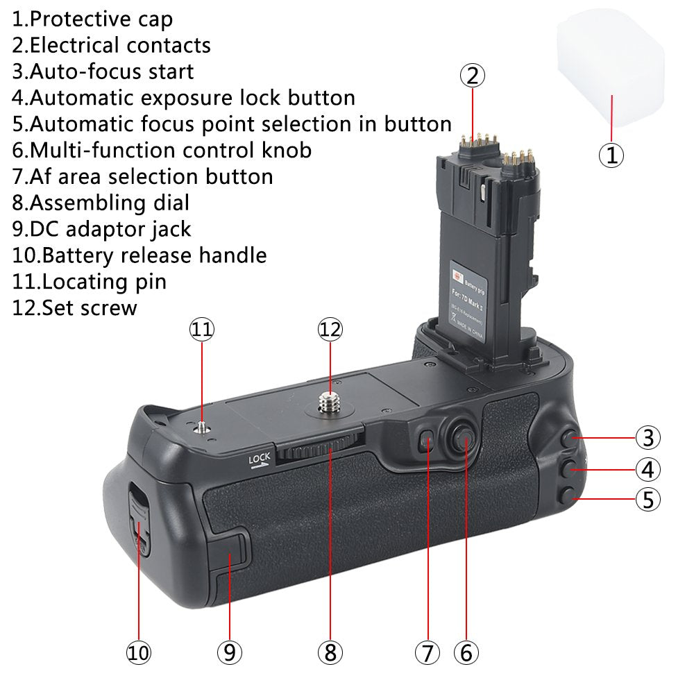 DSTE Replacement for Pro BG-E16 Vertical Battery Grip Compatible Canon 7D Mark II Digital Camera as LP-E6