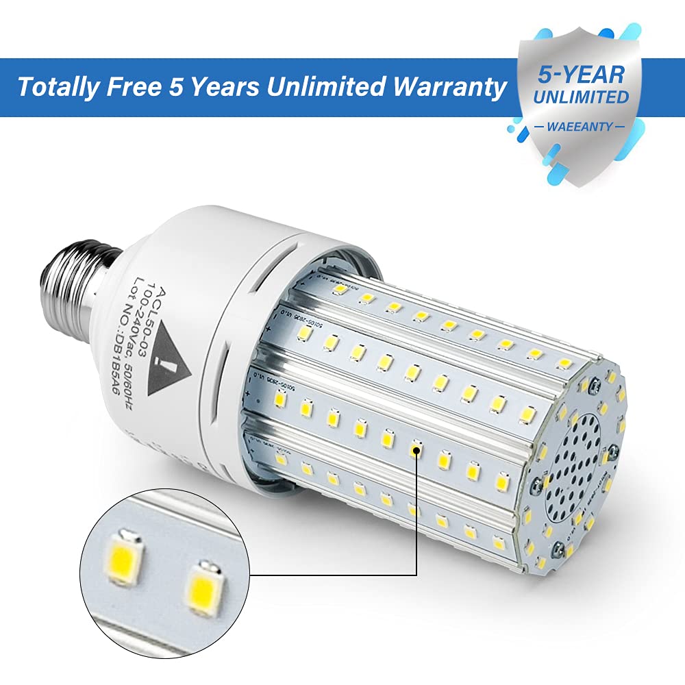 ZP 2-Pack Led Light Bulb 400W Equivalent 6250 Lumen 5000k Cool Daylight White E26/E27 Medium Base 50W Led Corn Light for Outdoor Indoor Lamp Area