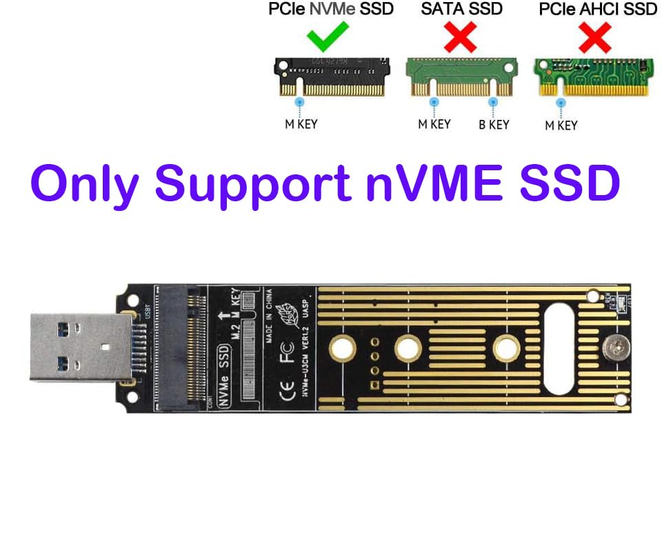 Sintech nVME USB SSD Card, USB 3.0 M.2(NGFF) M Key External Case Box with USB 3.1 Type C Connector