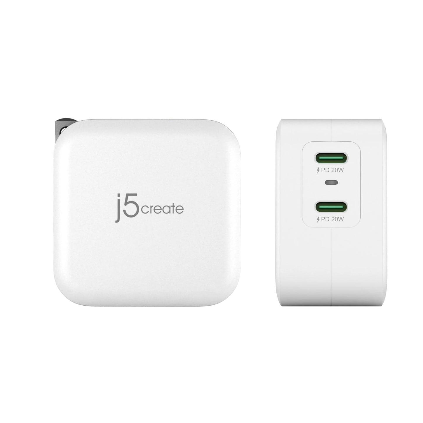 j5create PD 40W Dual Port USB C Wall Charger - Fast Charging for iPhone 15, 15 Plus, 15 Pro, 15 Pro Max, 14, 13, 12, 11, Galaxy S23, S22, S21, iPad