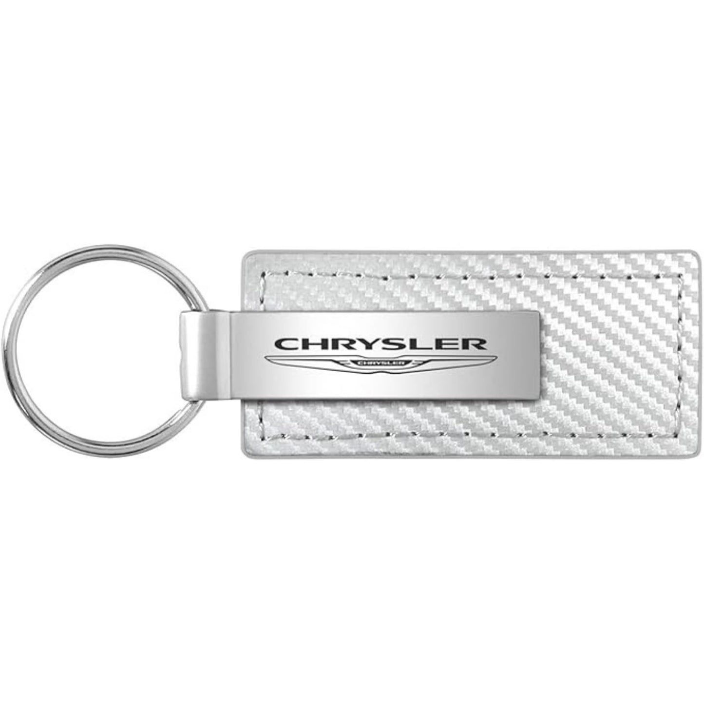 AU-TOMOTIVE GOLD, INC. Officially Licensed White Carbon Fiber Leather Key Fob for Chrysler