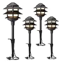 GOODSMANN Landscape Lighting 4PK Pathway Lights Low Voltage 2.2 Watt LED 12V AC Landscape Lights 30 Lumen Warm White with Cable Connectors Metal