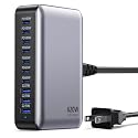 USB C Charger, 620W GaN Charging Station Hub Brick, 10 Port Fast Charger Block, USB C Power Adapter Plug for Samsung/iPhone/Google, PD100W+65W Laptop