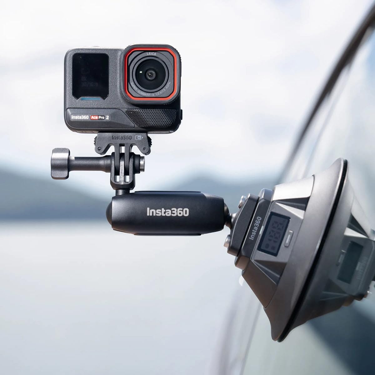 Insta360 Electric Suction Cup Mount - Action Camera Car Mount with Adjustable Double Ball Head for Off-Road Drives, Automatic Suction, Suction