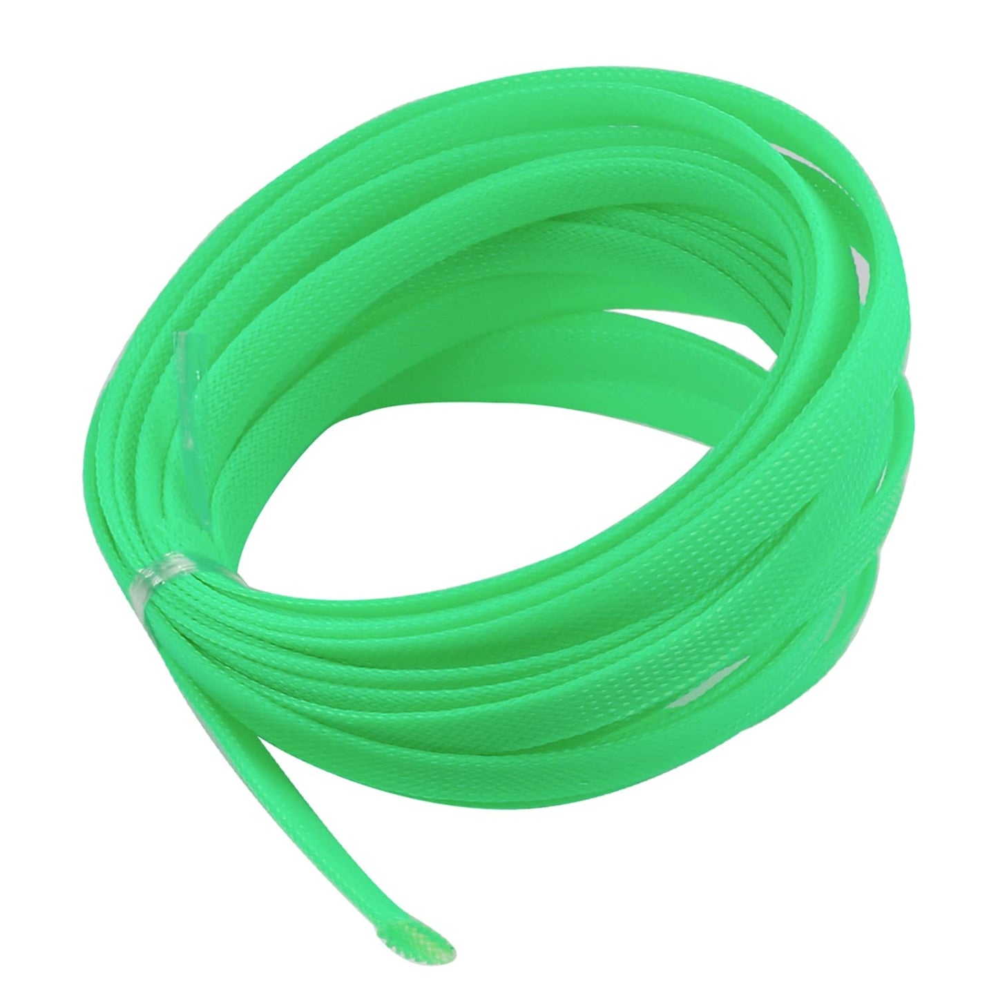 Bettomshin 1Pc 16.4Ft(5m) Cable Management Sleeve, 1/2"(12mm) Width PET Fluorescent Green Cord Protector, Wire Loom Tube Insulated Split Sleeving