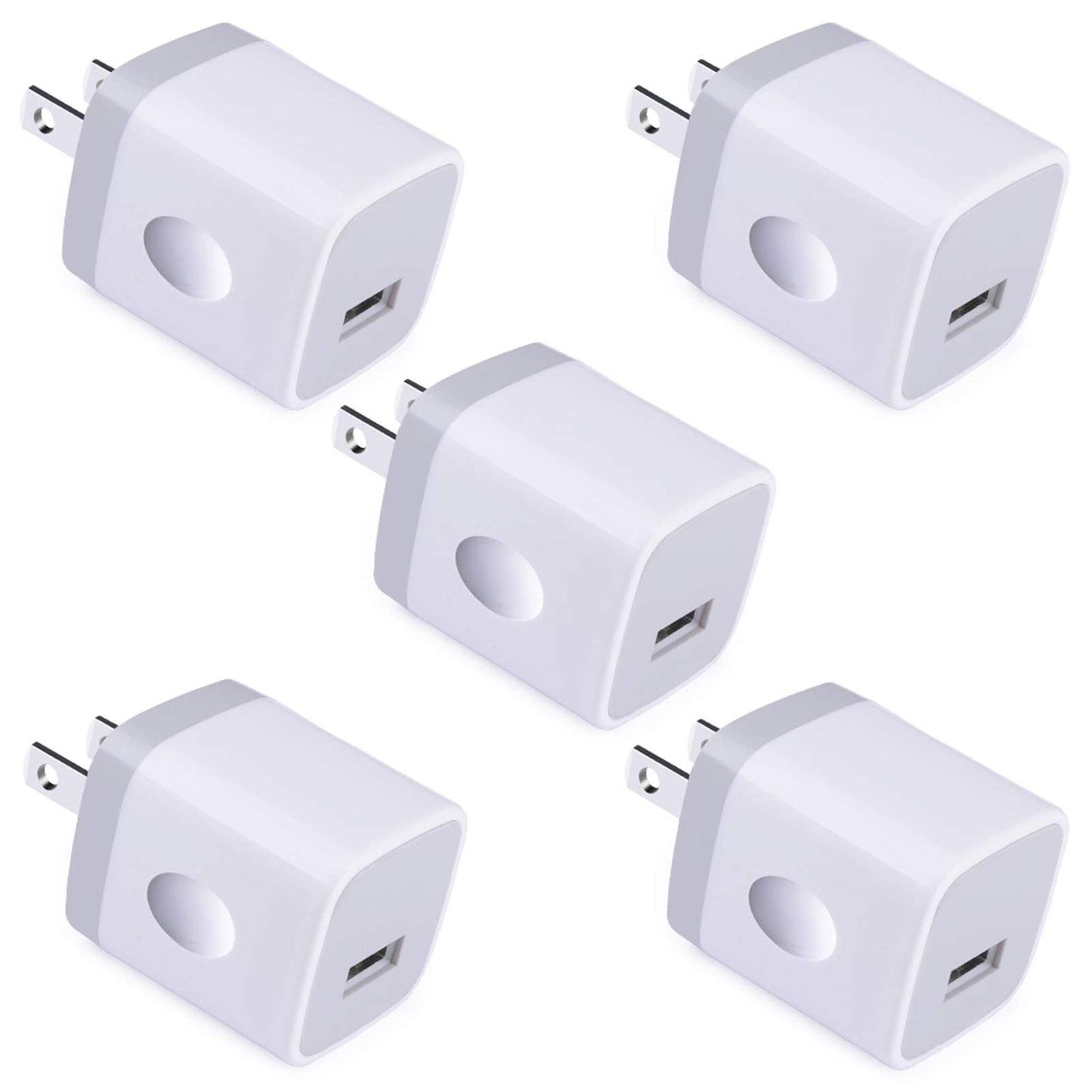 Single Port USB Charger,UorMe 1A 5V Wall Plug USB Power Adapter 5 Pack for iPhone 15 Plus 14 Pro Max/13/12/11/X/8/7/6S/6Plus,Samsung Galaxy S23