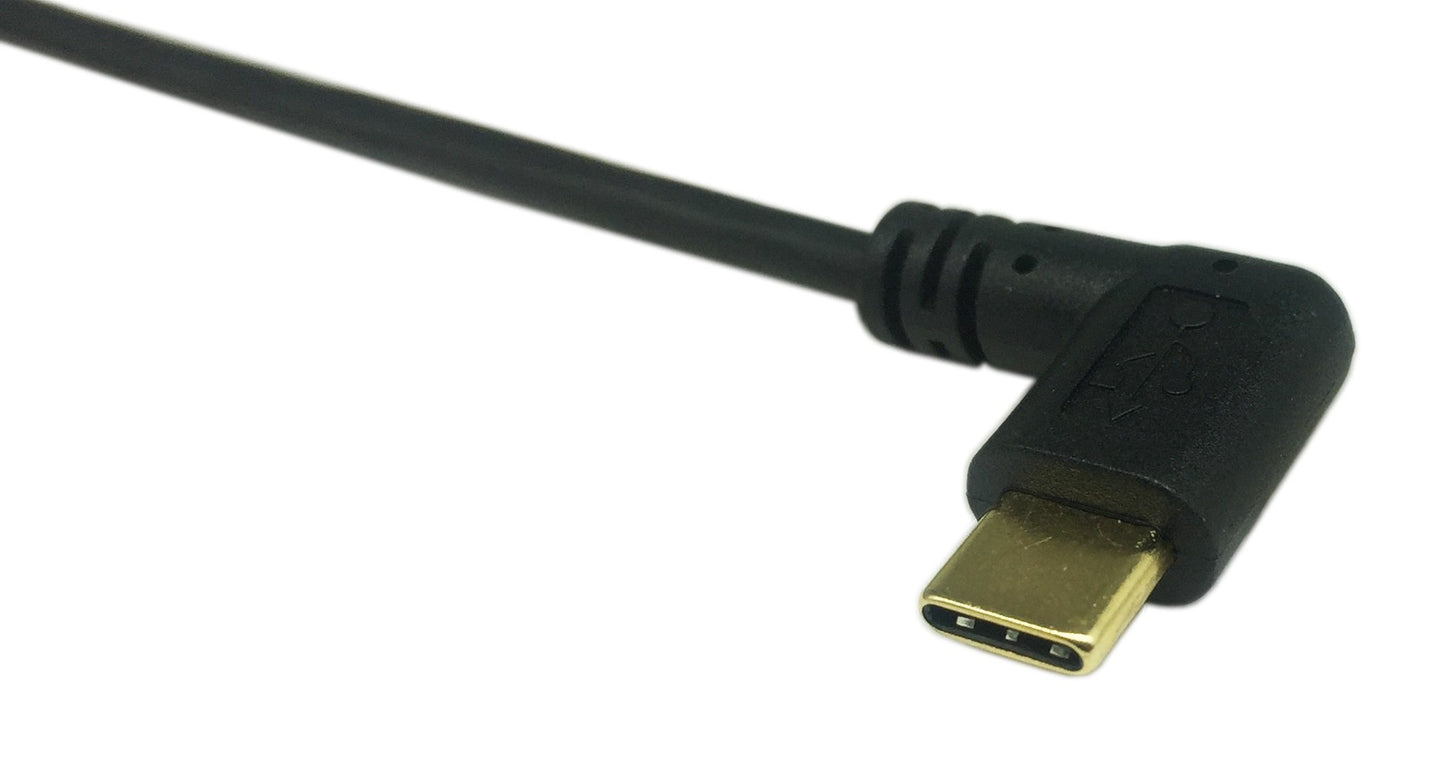 CERRXIAN 9 inch Gold Plated USB Left & Right Angle 3.0 Type C Male to Left Angle USB Type A 2.0 Male Fast Charge and Data Sync Cable L