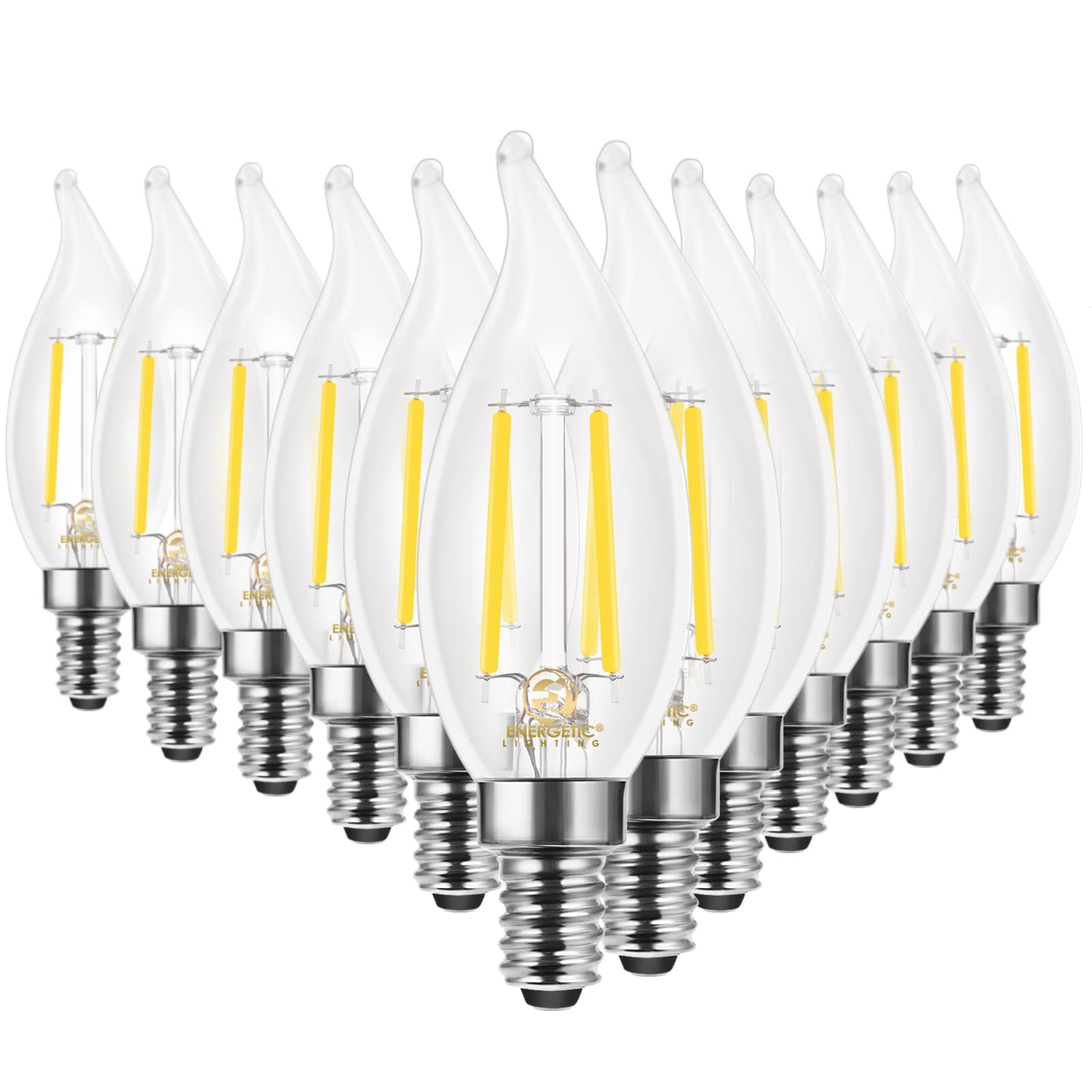 Energetic 90+ CRI LED Candelabra Light Bulb 60W Equivalent E12 LED Bulb Dimmable 5000K Daylight, Chandelier Light Bulbs, 5W 450LM Flame Tip CA10
