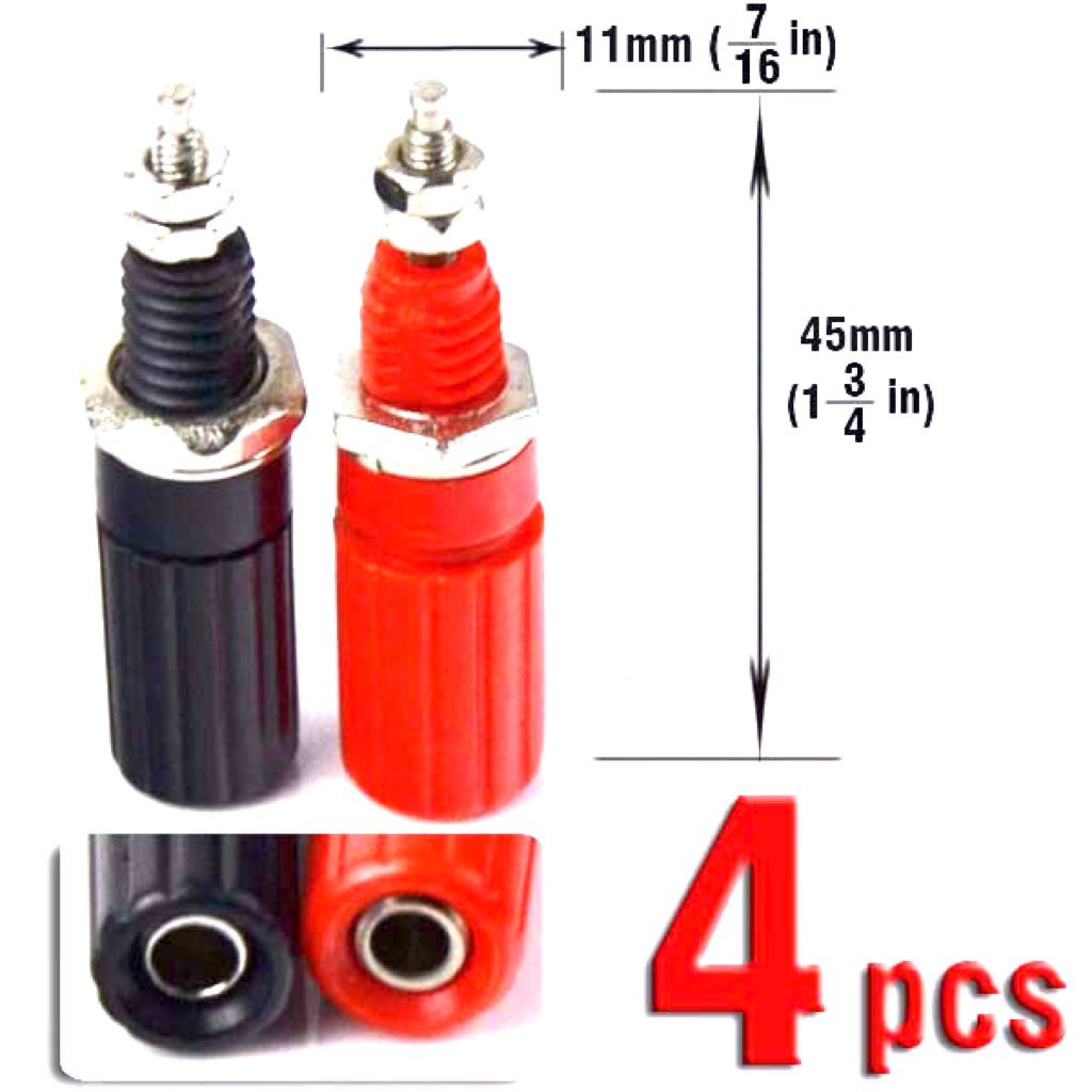 CESS Amplifier Terminal Connector Binding Post Banana Plug Jack Socket Panel/Chassis Mount Connectors - Length:1.8" (4 Pack)