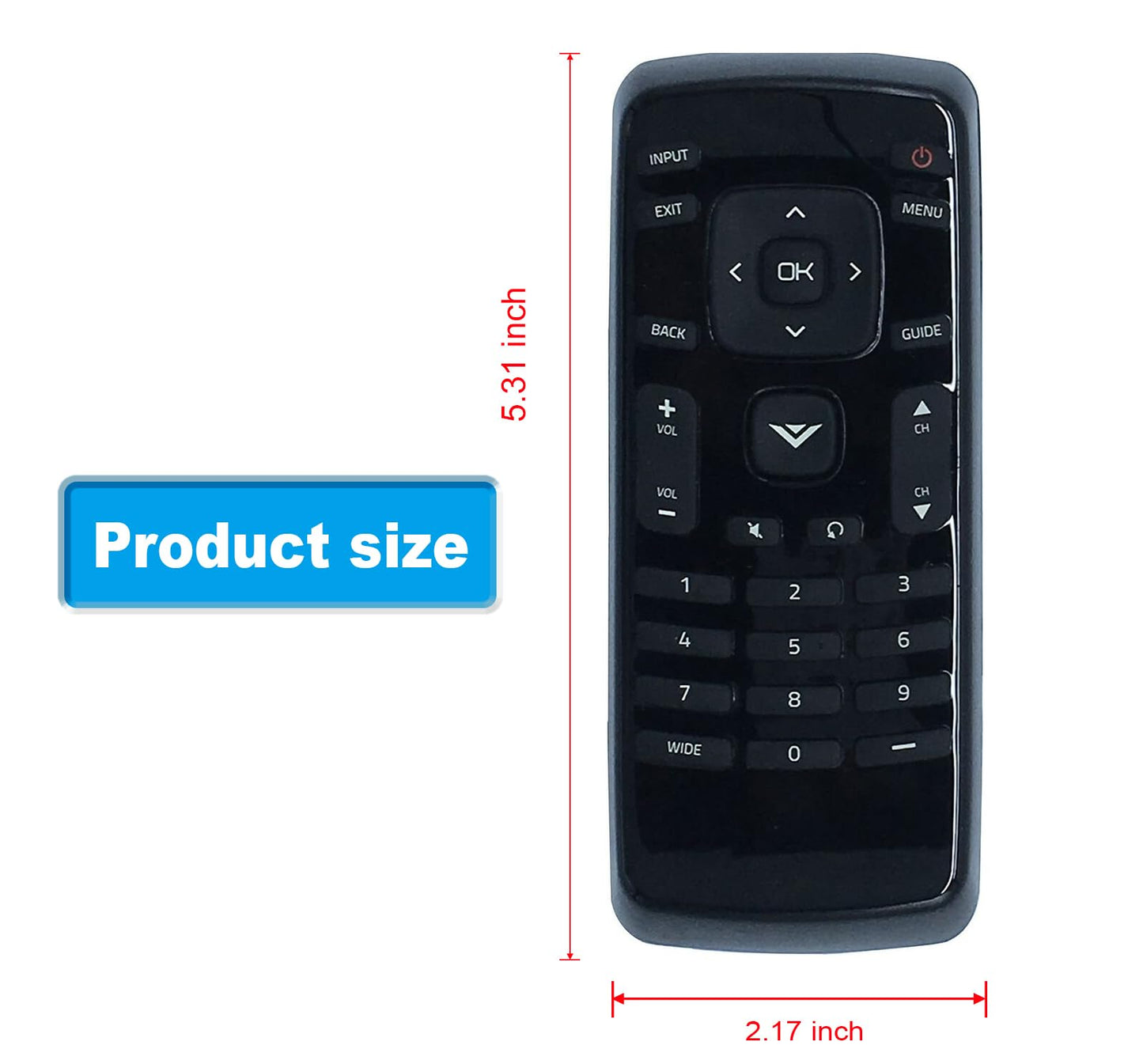 XRT020 Replace Remote fit for VIZIO LED TV D32hn-E0 D43n-E1 D32hn-D0 E280-B1 D32hn-E1 D39hn-E0 D60n-E3 D50n-E1 D28h-C1 D32h-C0 D32-D1 D24-D1 D24hn-D1