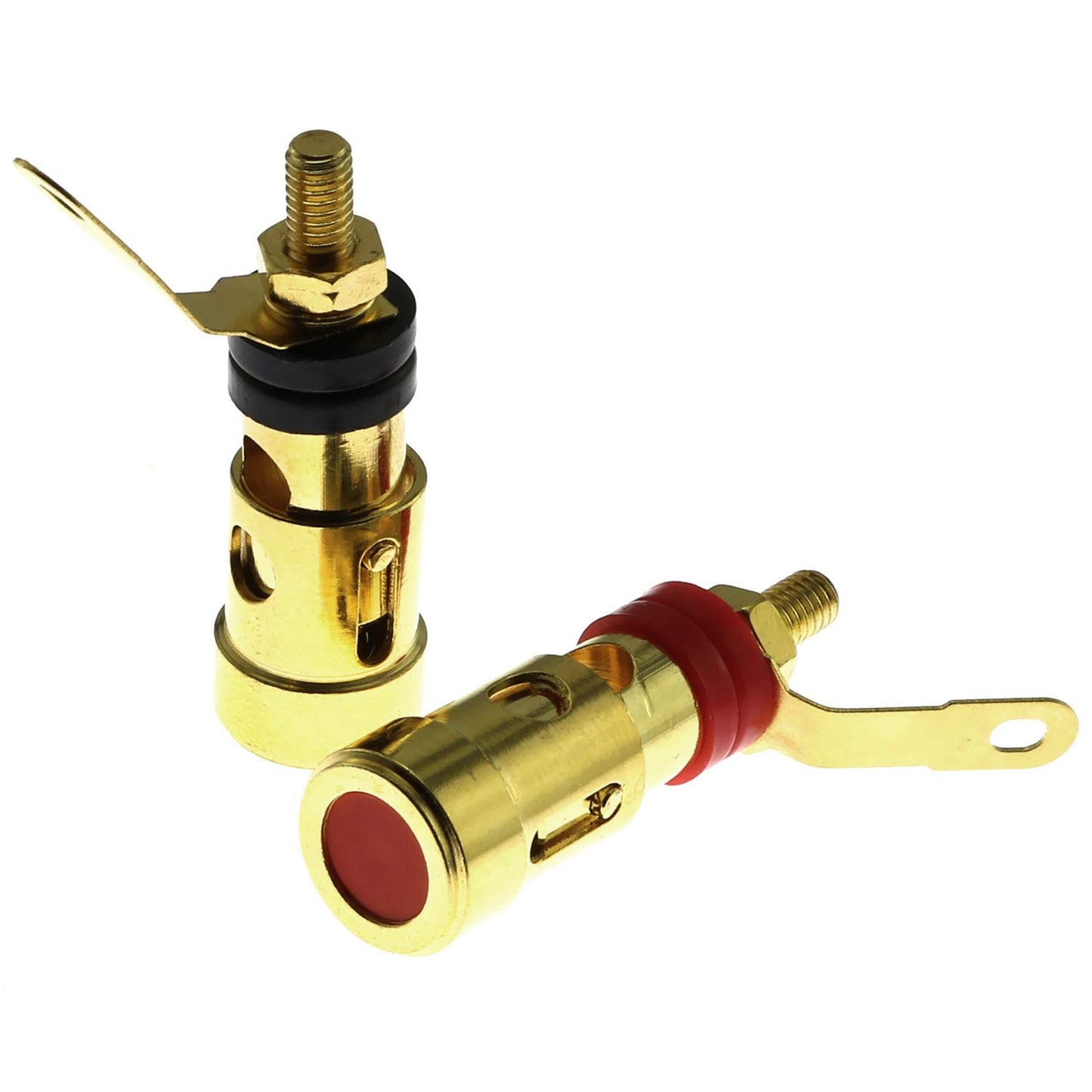 E-outstanding 4PCS 4mm Banana Socket Connector Gold Plated Audio Plug Jack Amplifier Speaker Terminal Spring Loaded Press Cable Audio Power Amplifier